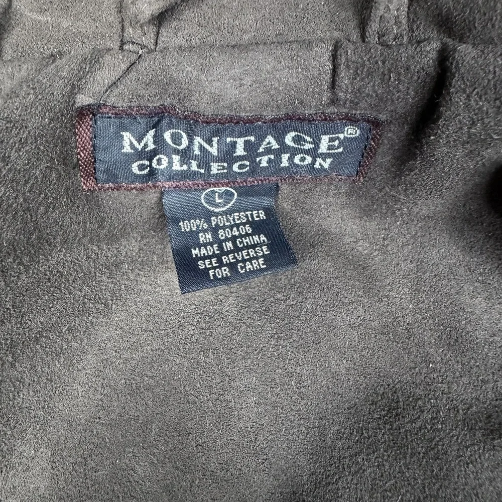 Montage Collection Quilted Lining SZ-L Faux Suede Zip Bomber Jacket W/Zip Pocket